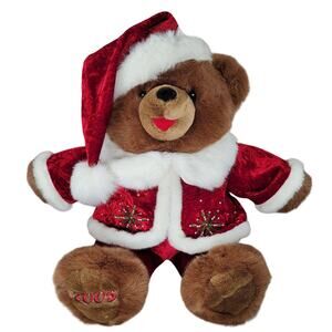 Snowflake Teddy 2005 Christmas Plush Boy Bear Santa Suit Dan Dee Stuffed Animal